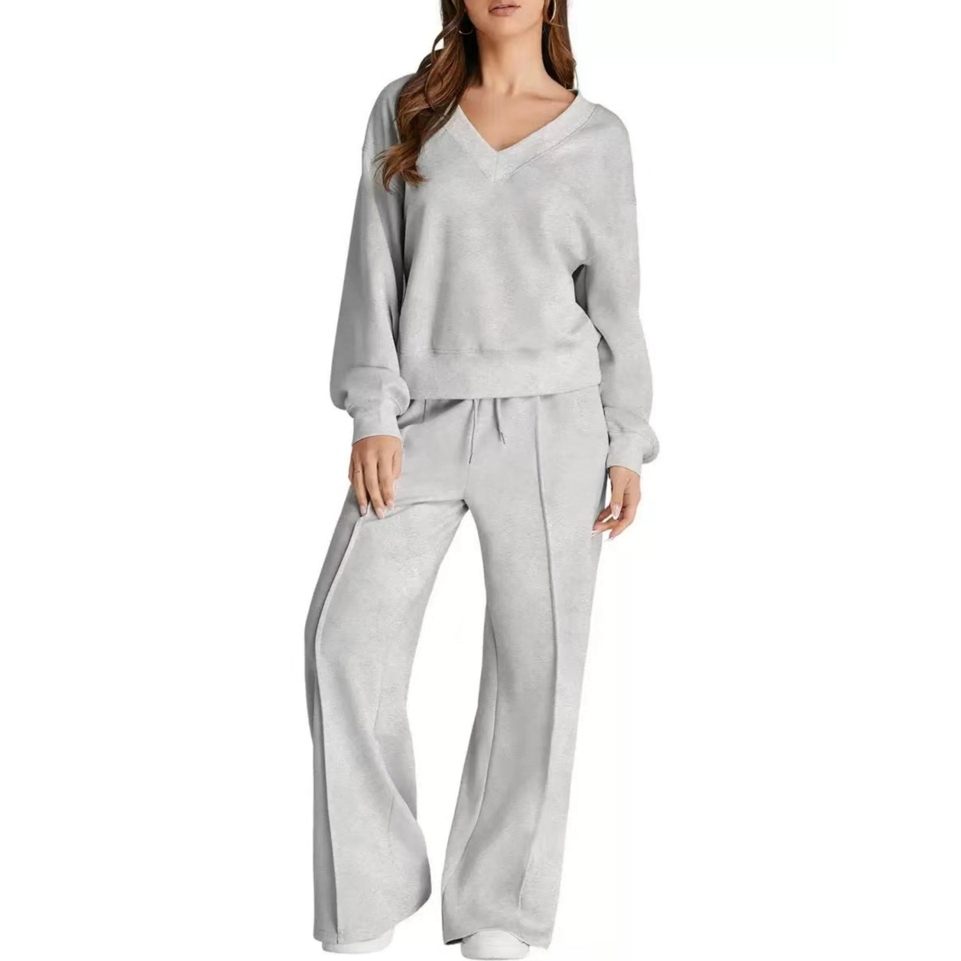 Simple Solid-color Versatile Casual Womens Set