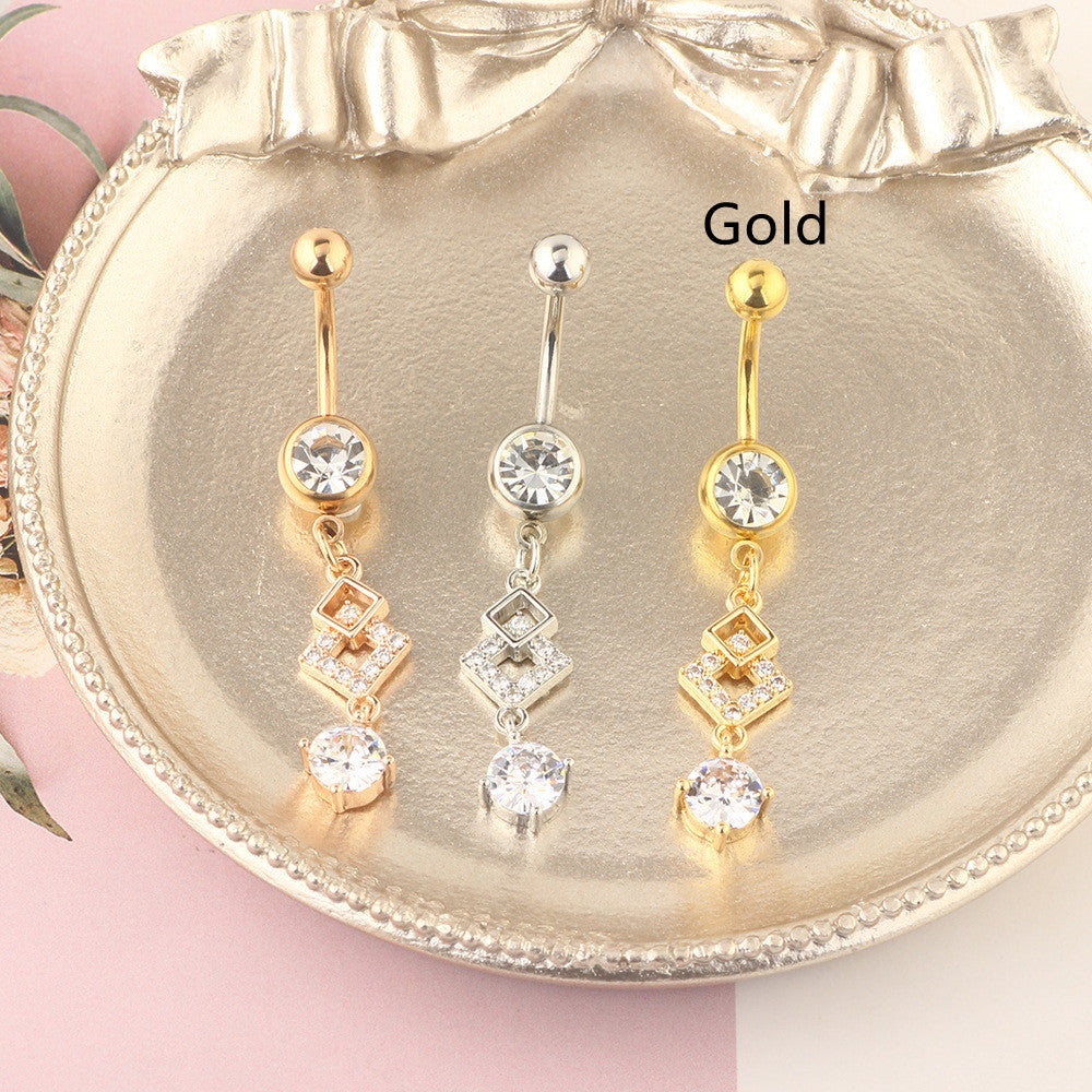 Popular Stainless Steel Belly Button Ring Exquisitely Inlaid With Zircon Belly