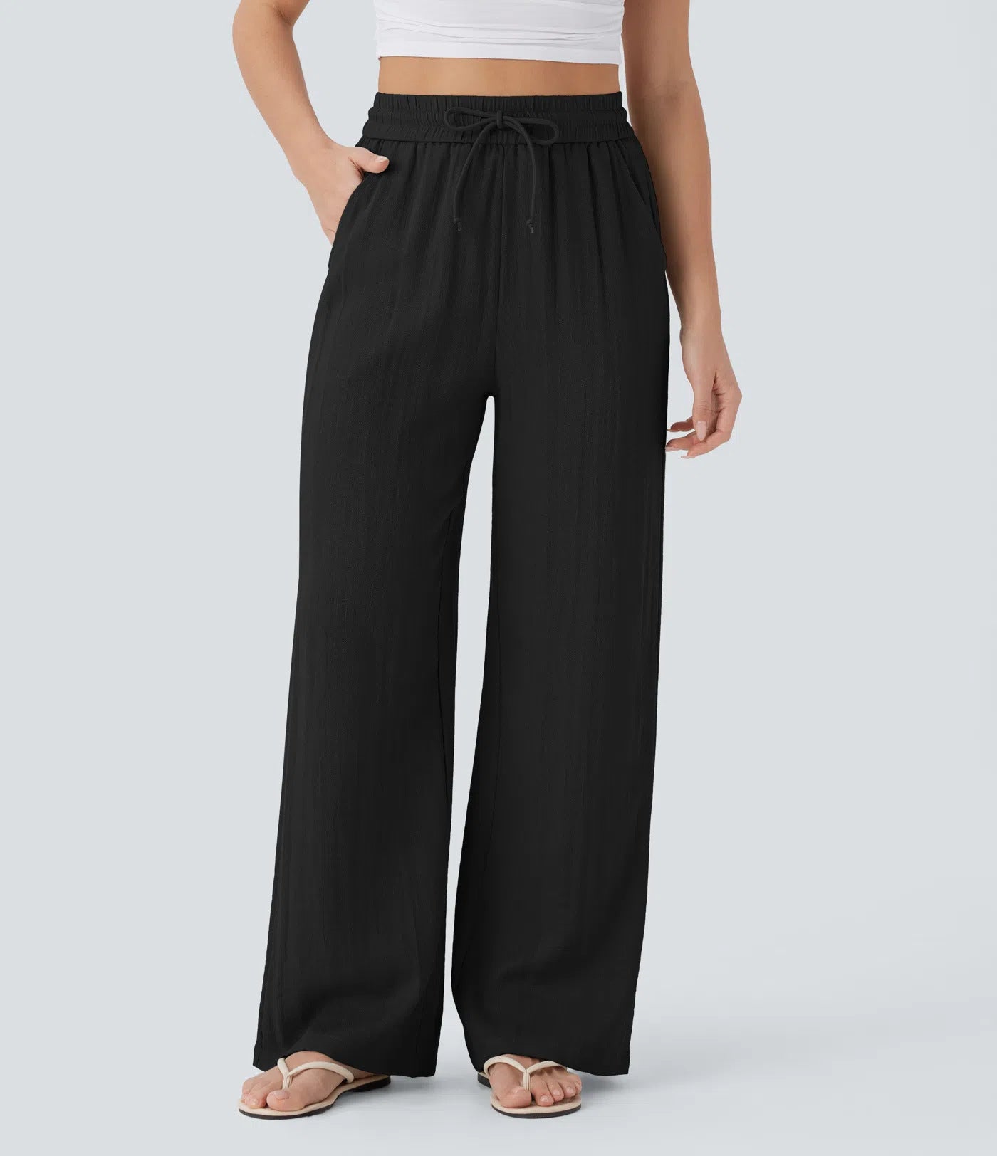 Wide Leg Loose Drawstring Trousers
